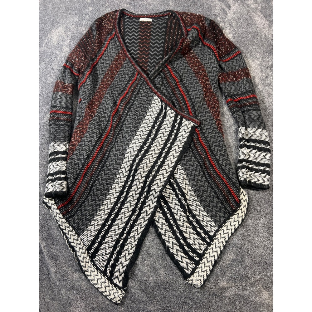 Maurices Womens Medium Open Front Cardigan Geometric Chevron Waterfall Sweater